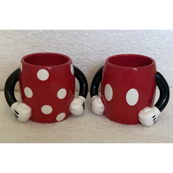 Disney Mickey & Minnie Mouse Double Handle Coffee Cup Mugs Galerie Polka Dot - Picture 7 of 7